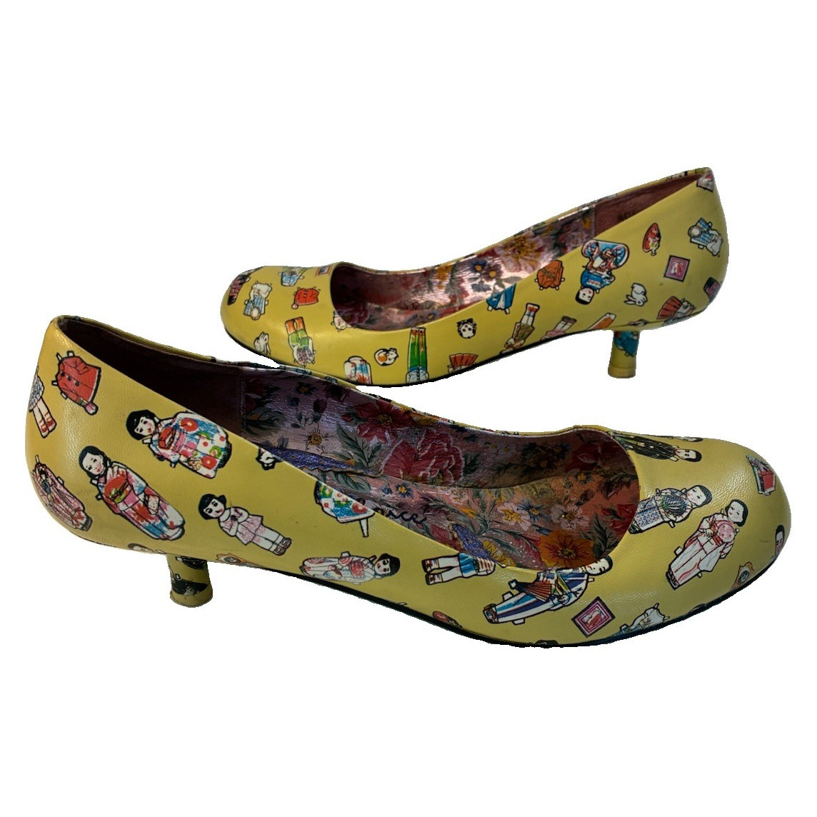 Irregular Choice 40.5 Women’s Leather Novelty Round Toe Kitten Heel Pumps 9.5