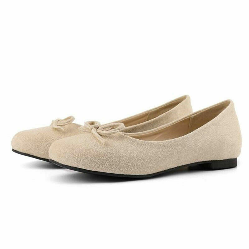 Womens Plus Size Casual Bows Ballet Flats Shoes Mary Jane Slip On Pumps Loafers