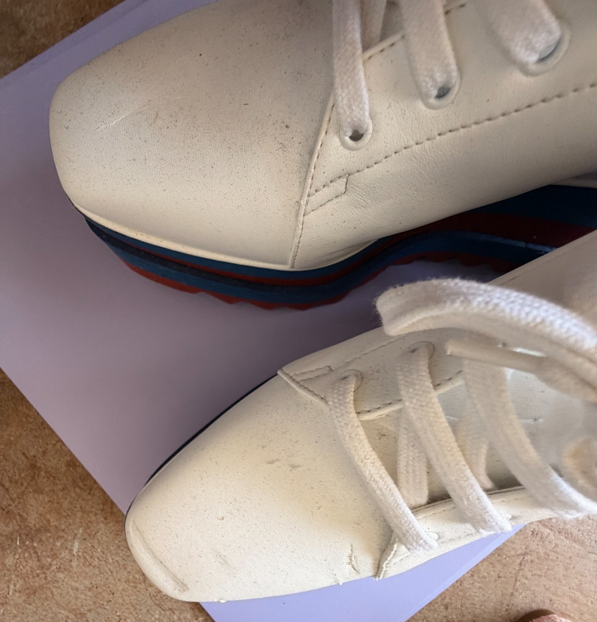 Stella McCarney Elyse Platform Oxford Shoes Womens 6 EU 36 Red White Blue