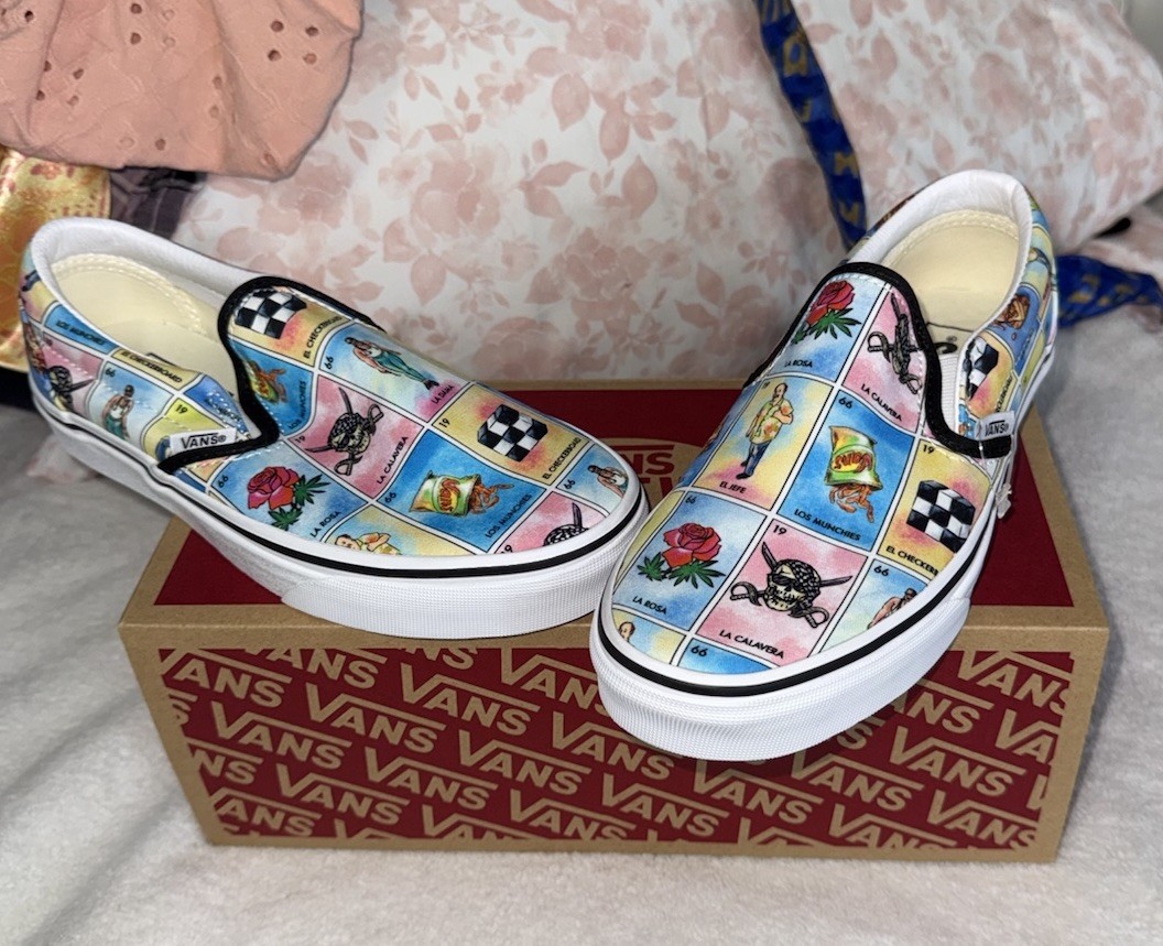 VANS Mexican Loteria Slip-On Shoes, Size W6.5