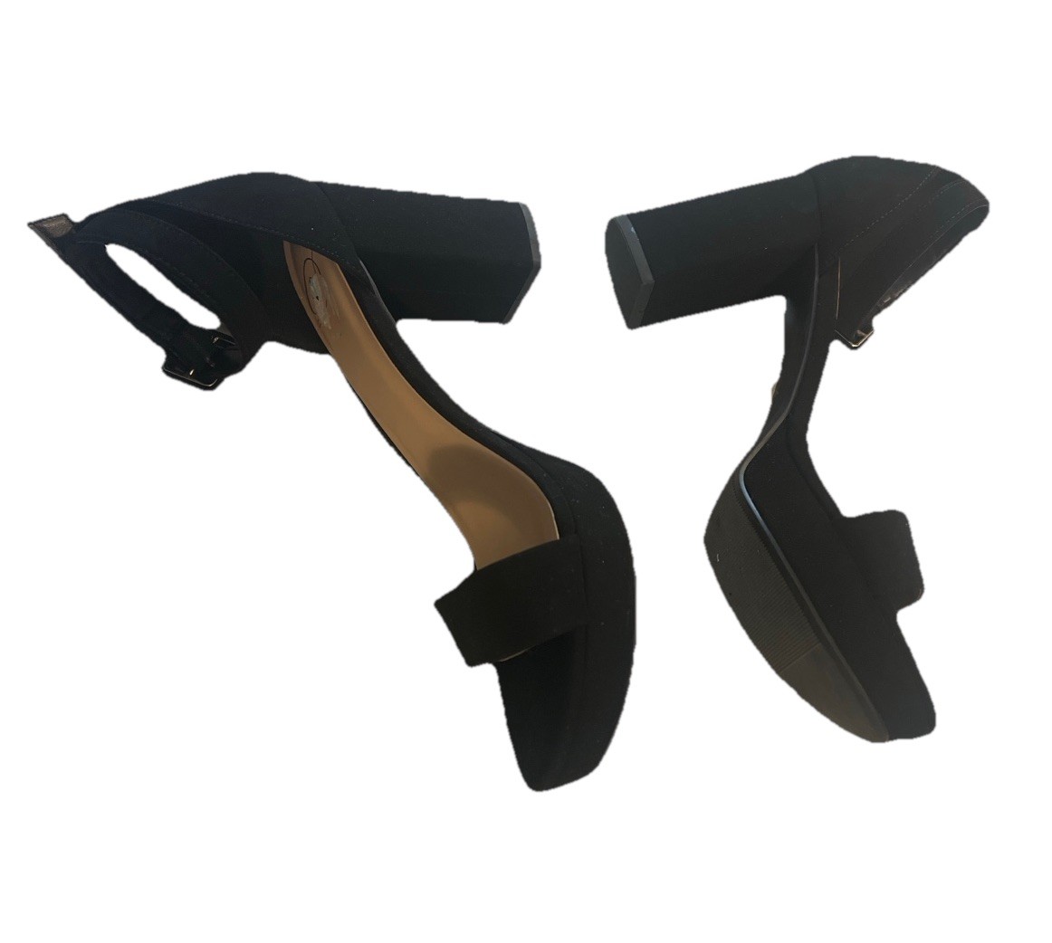 De Blossom Black Platform Sandals Heels Womens 8.5 Chunky Block Heel Dressy