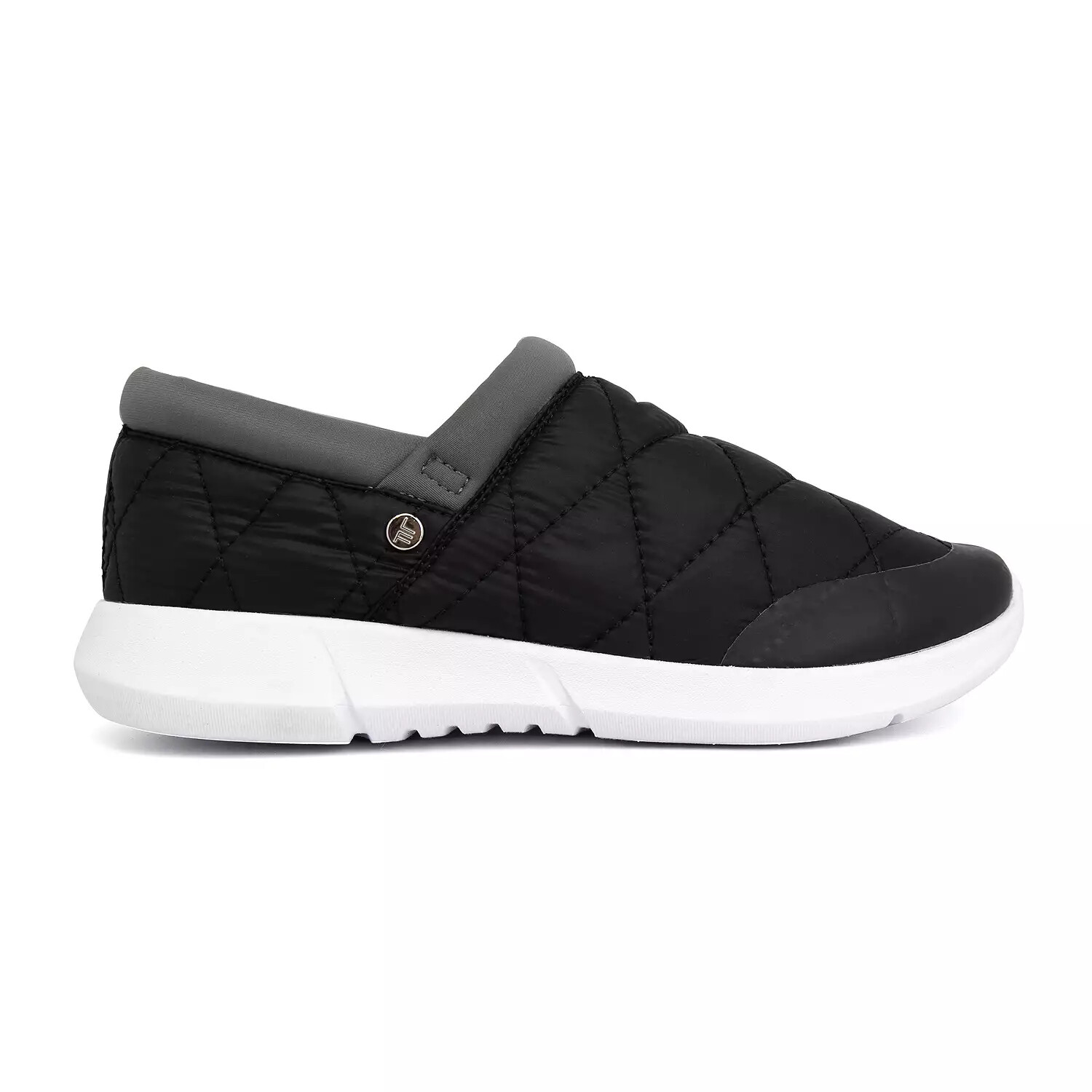 London Fog Women’s Kelsie Quilted Nylon Slip-On Shoes Black