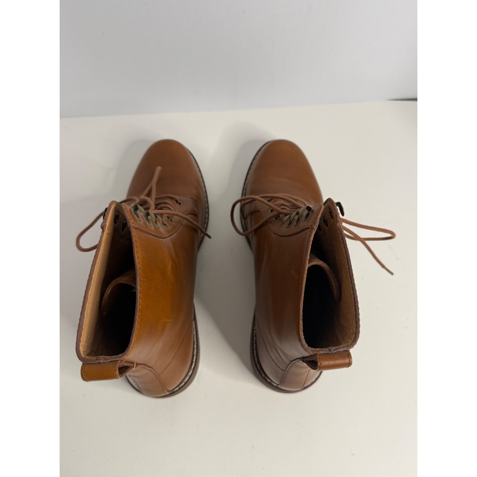 Madewell English Saddle Leather Lace Up Combat Boots NA974 Brown Womens Size 8