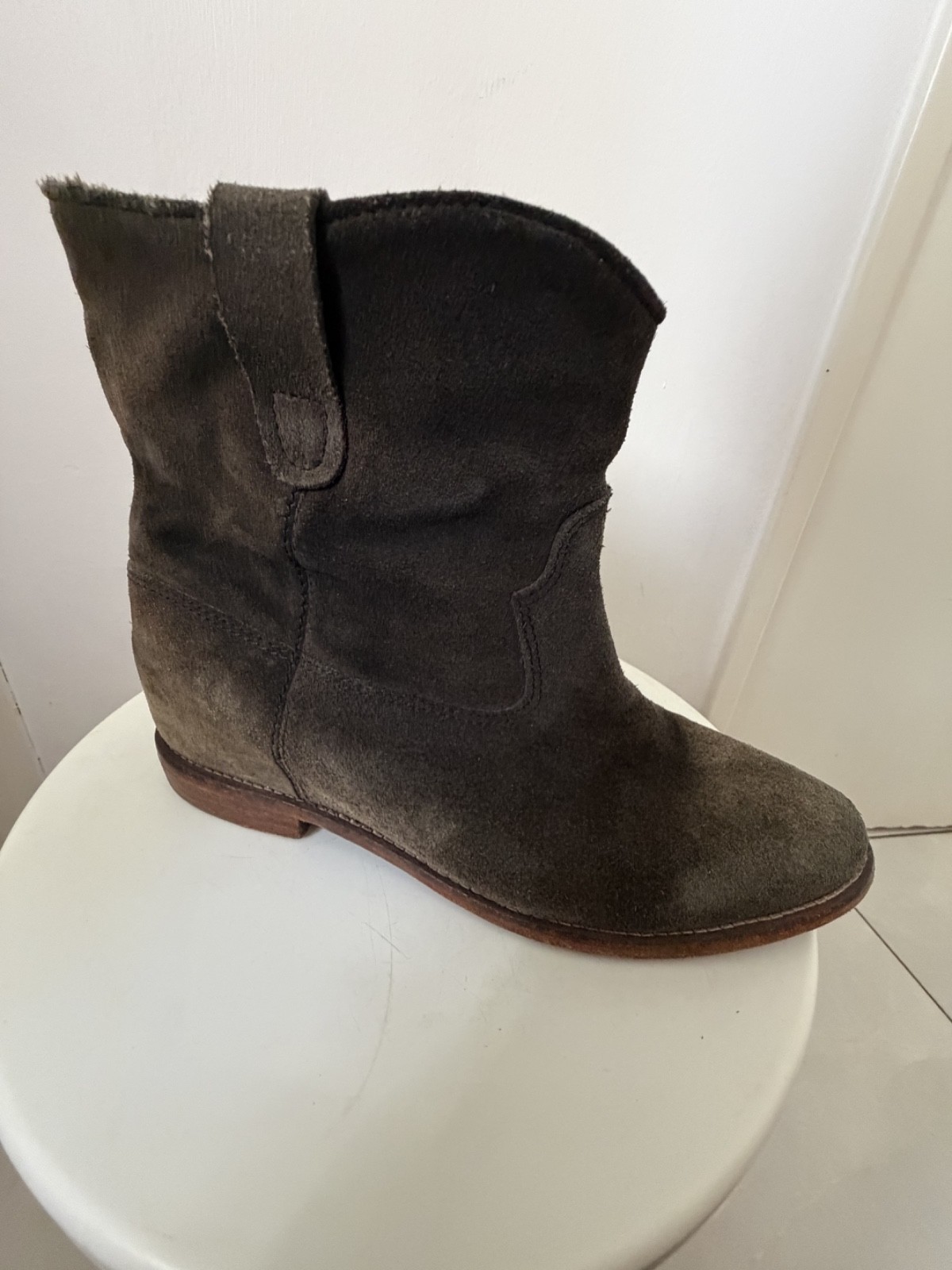 ISABEL MARANT-boots susee- suede-wedges- faded black- 42