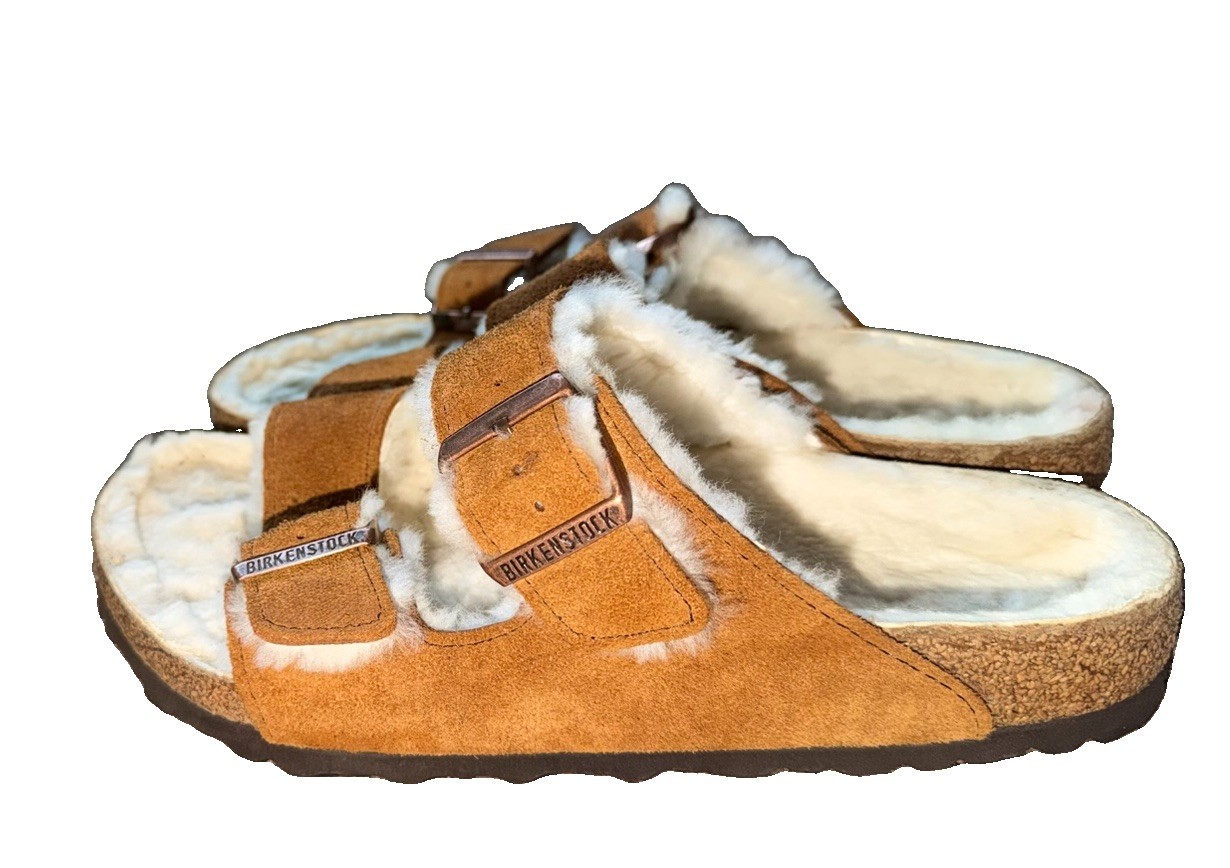 Birkenstock Arizona Shearling Suede Sandals Mink Brown Women’s EU 40 US 9 N