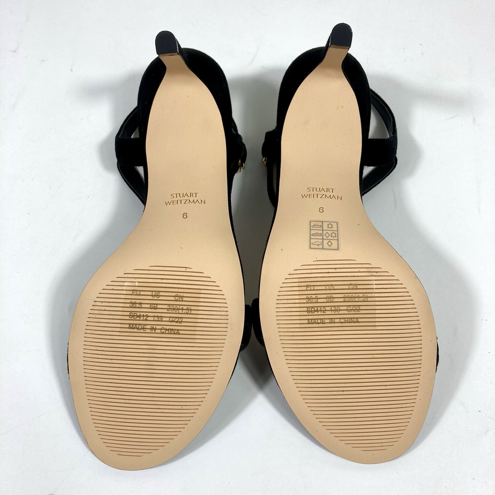 Stuart Weitzman Twistie Stiletto 75 Heels Sandals Suede Black 6 9 B NEW