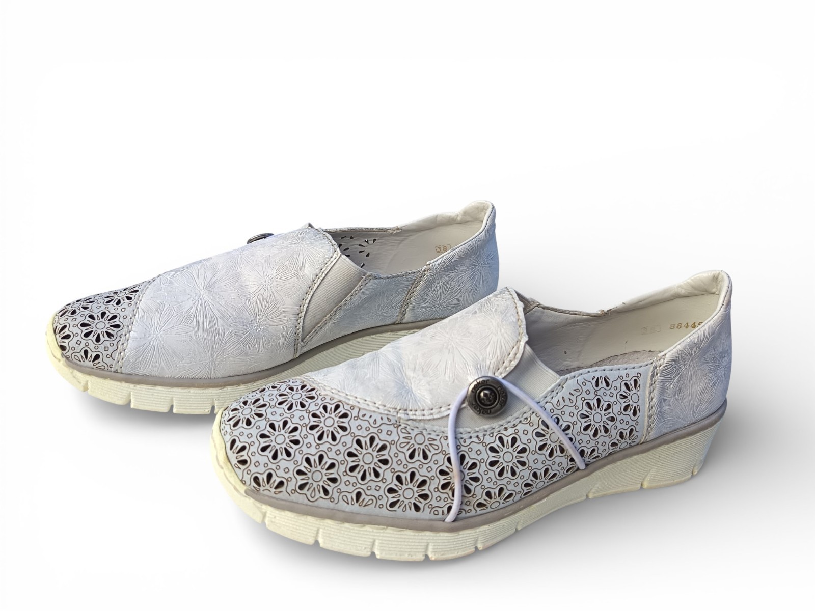 Rieker Womens White Leather Comfort Slip On Walking Shoes EU 38