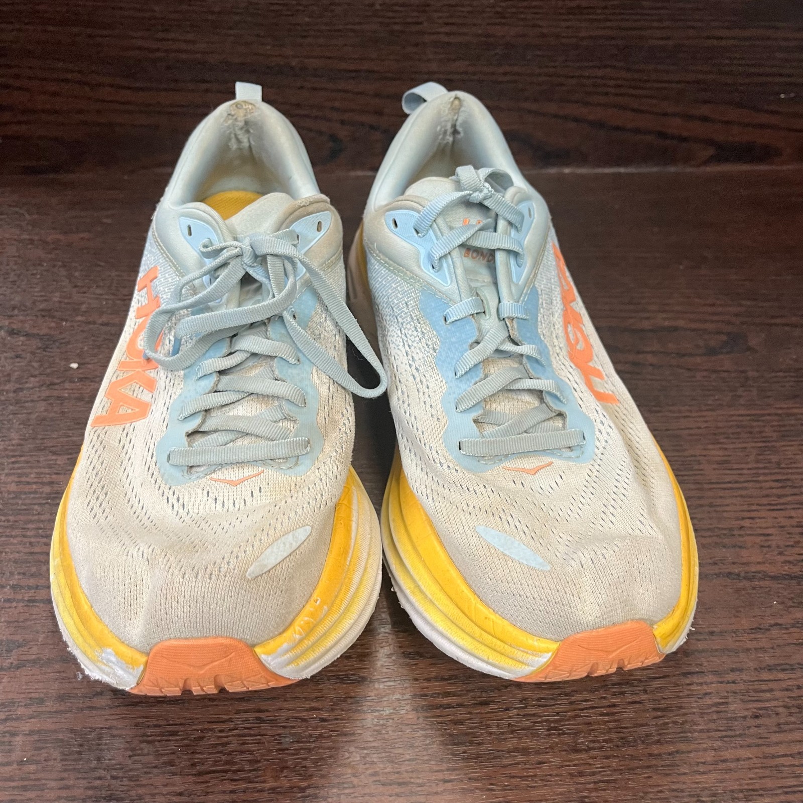 Hoka Bondi 8 Women’s Running Shoes Size 11 Blue Yellow 1127952 SSCA Road Comfort