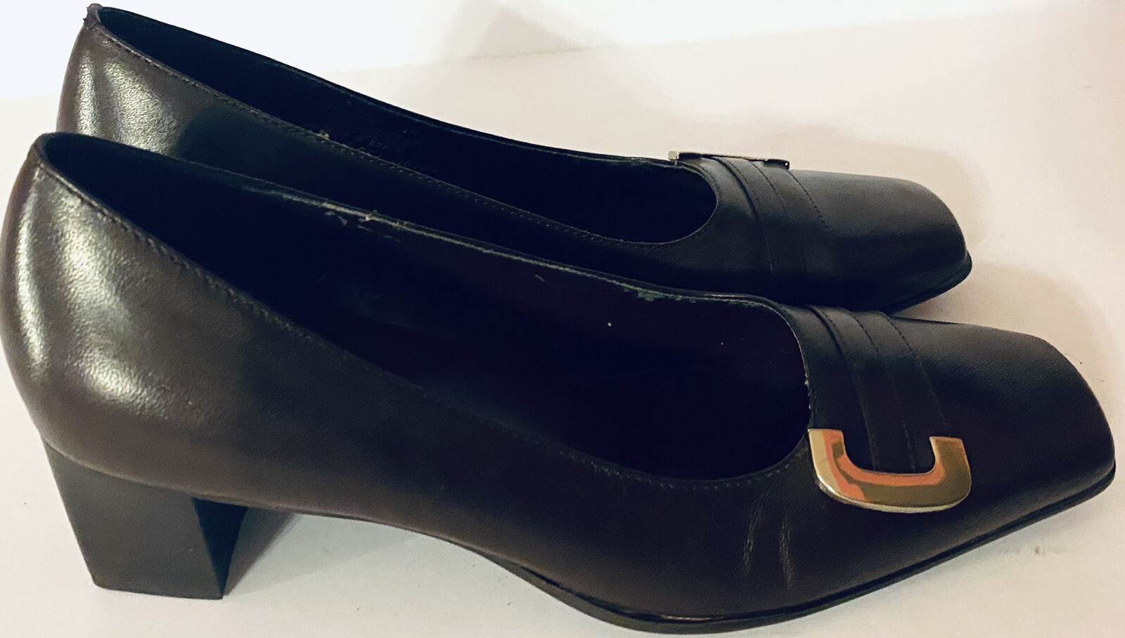 Etienne Aigner 6M Brown Leather Shoes Pumps 2″ Heels E-Mozart *AS IS SEE PICTURE