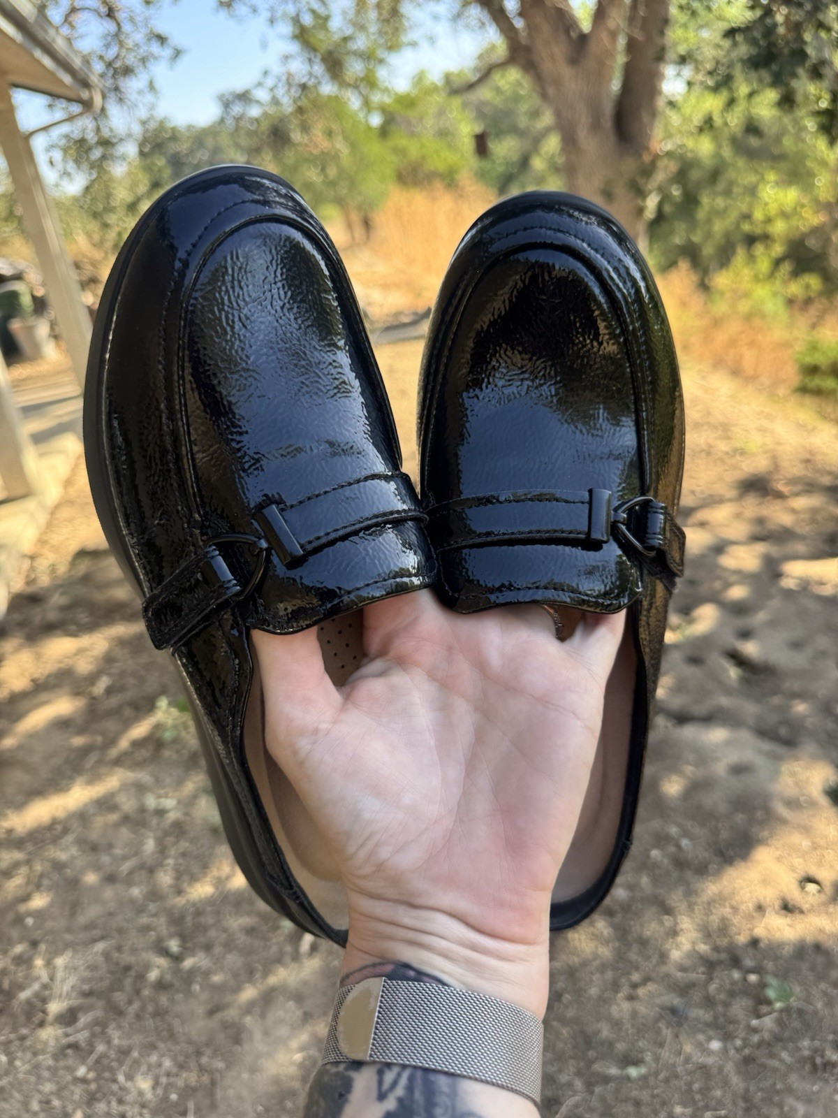 Clarks Collection Women’s Black Patent Leather Loafer Flats Slip-On US 11 M