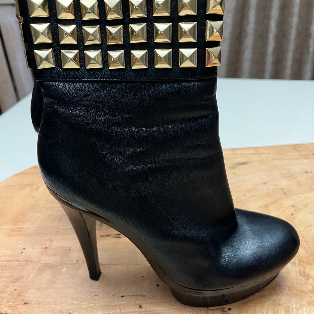 Michael Kors Studded Black Leather Ankle Boots