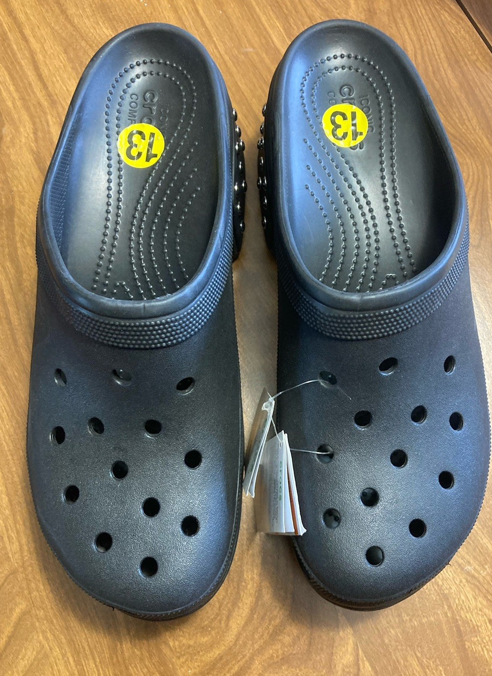 Crocs Siren Black Studded Platform Clog Heel Men Size 13- New NWT