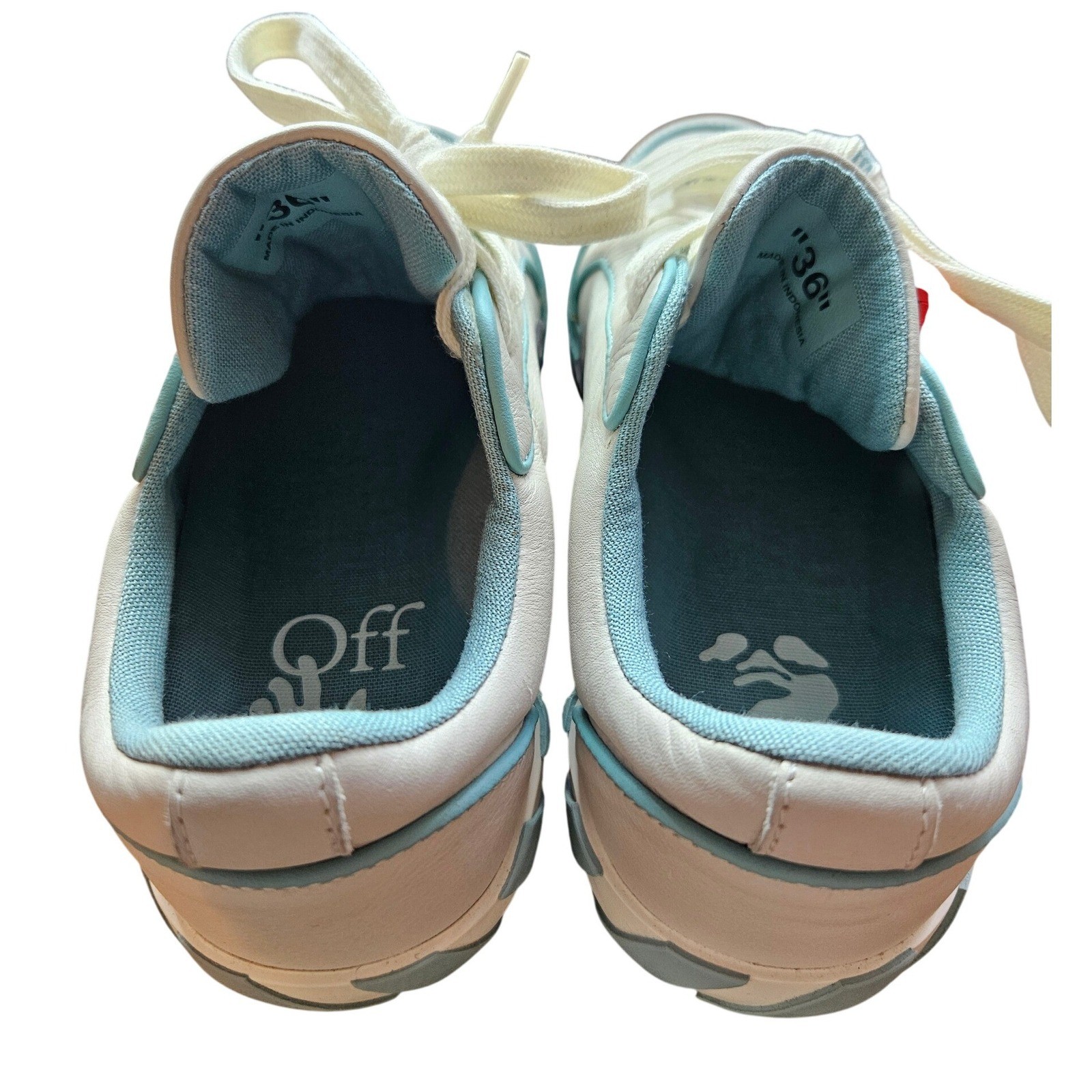 Off-White Low Vulcanized Leather Sneakers White Light Blue IT 36 Womens Shoes