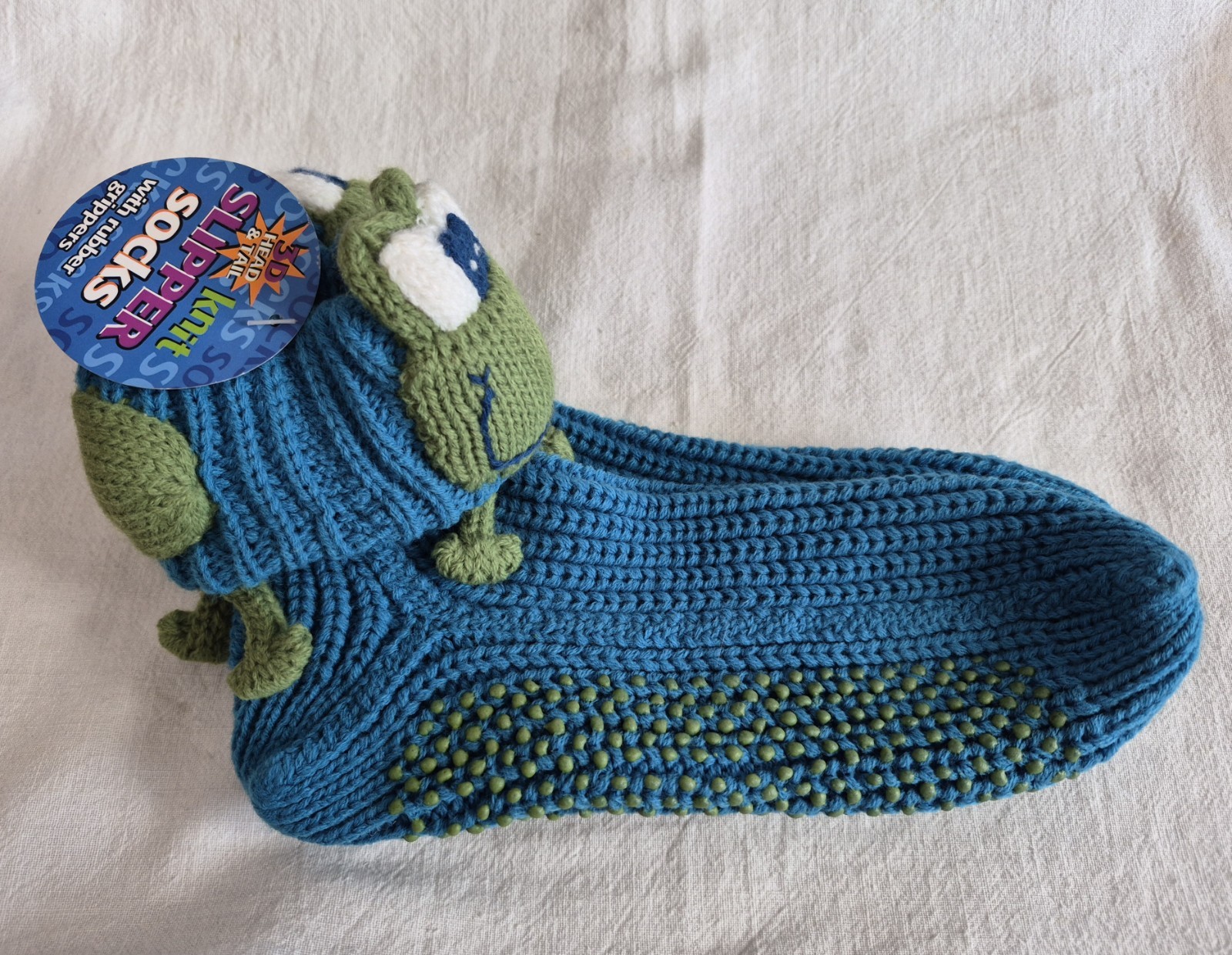 Frog 3D Slipper Socks With Rubber Grippers Women’s Size 9 – 11 Unused With Tag