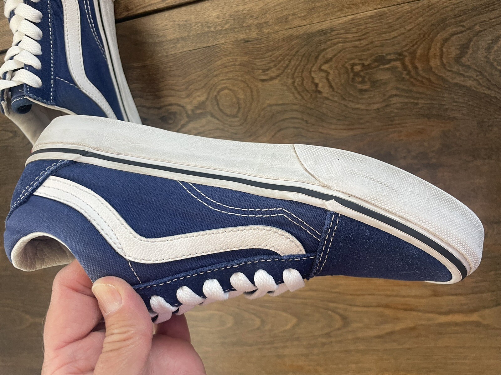 VANS Old Skool Suede Low Top Shoes Sneakers Blue White Women’s Size 5 Men 3.5
