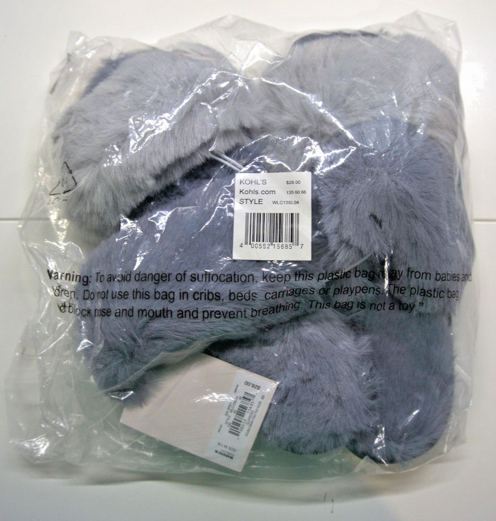 Lot of 4 – LC Lauren Conrad Double Band Faux Fur Slide Slippers Gray M 7/8