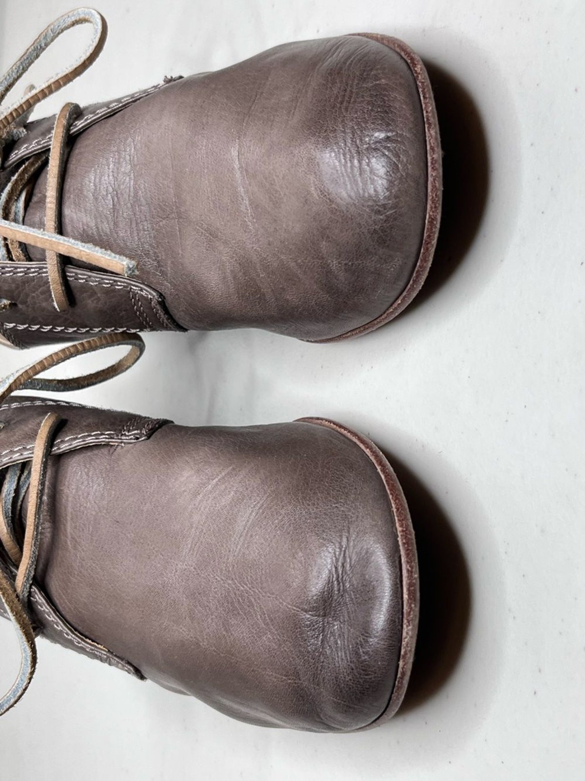 Frye Jillian Tumbled Leather Taupe Lace-up Oxford Shoes Sz 9M