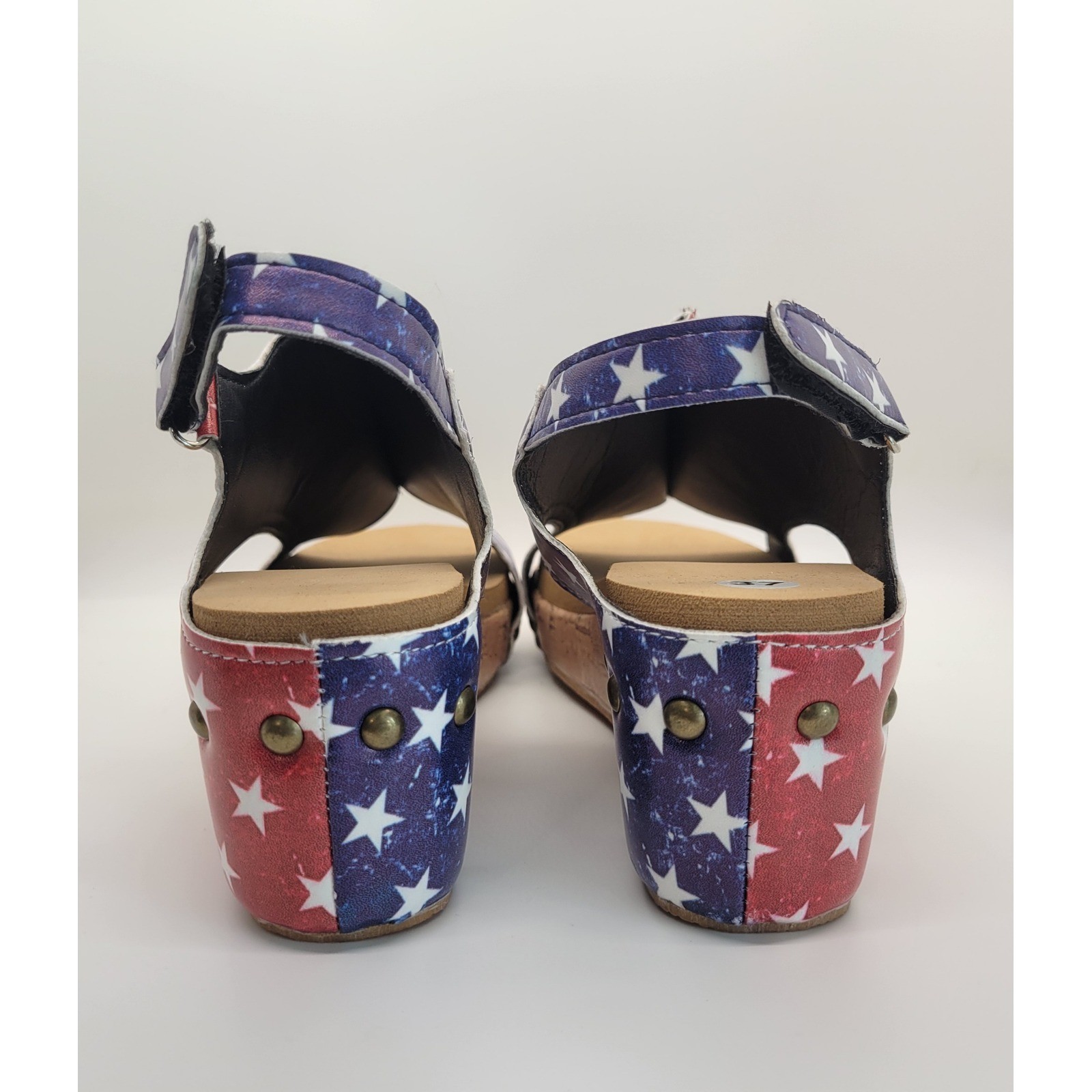Women’s American Flag Wedge Sandals EU 37 US 6 Patriotic Cork Platform Slingback