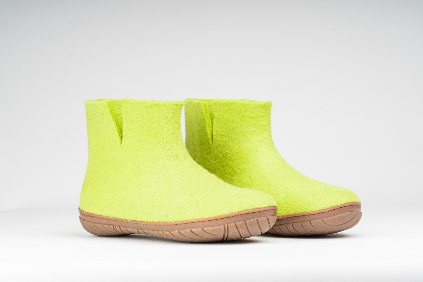 Woollyes Outdoor Low felted Boot with Rubber Sole-Lime Green for Comfort & Style