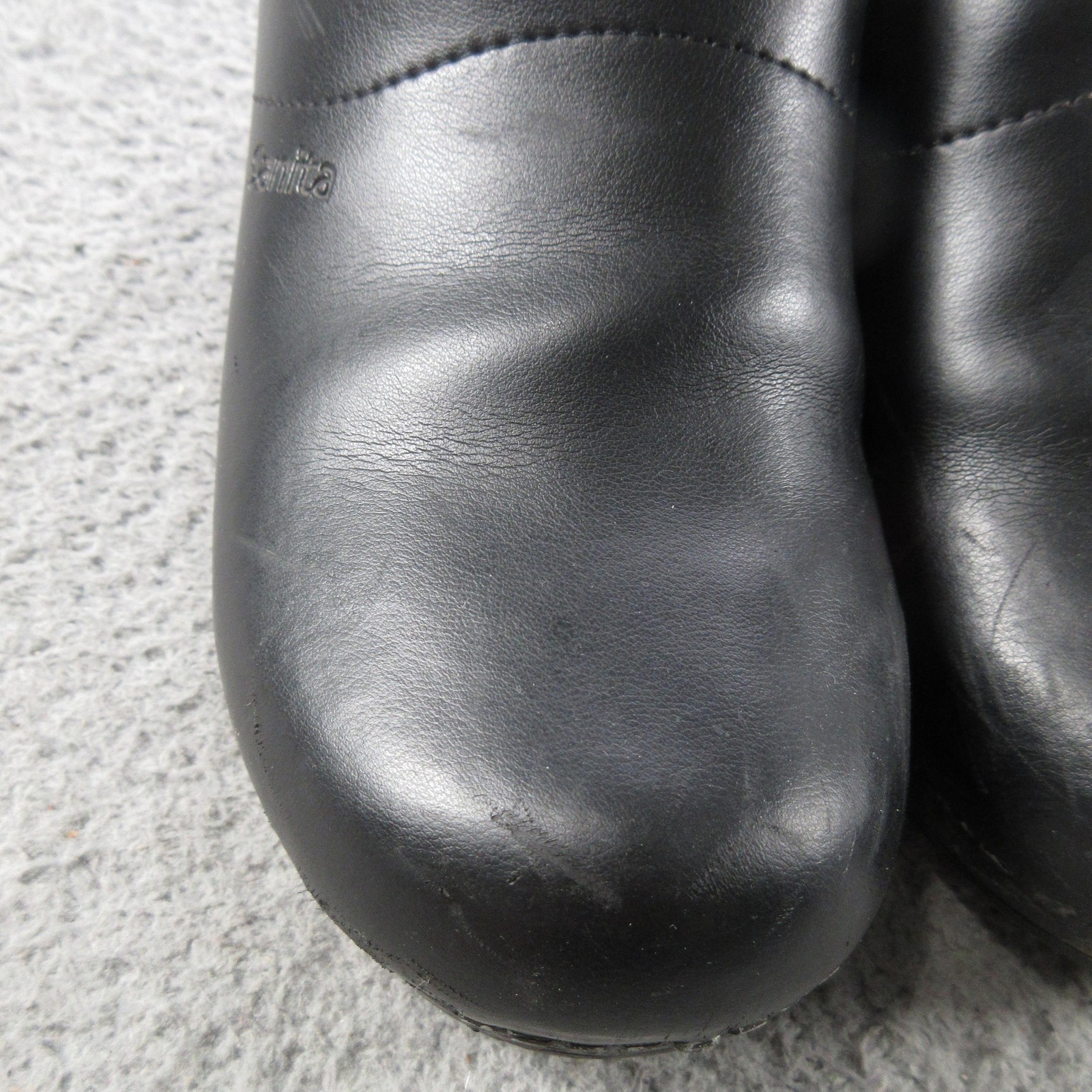Sanita Shoes Womens 37 Black Leather Slip On Clogs Non Slip Workwear Comfort
