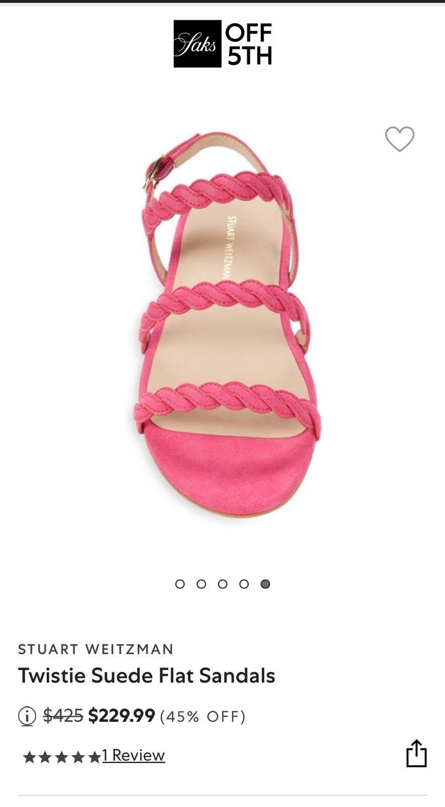 Size 8-Stuart Weitzman Twistie Pink Suede Ankle Strap Flat Sandal Women’s