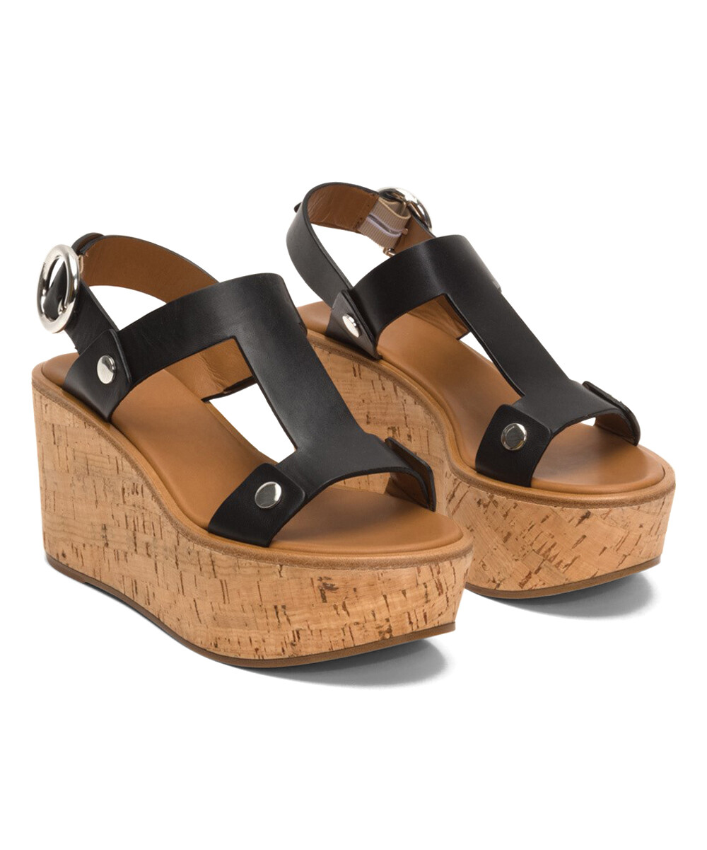 New Frye Dahlia Rivet Leather Black Women’s Wedge Size US 7 M RTL $458