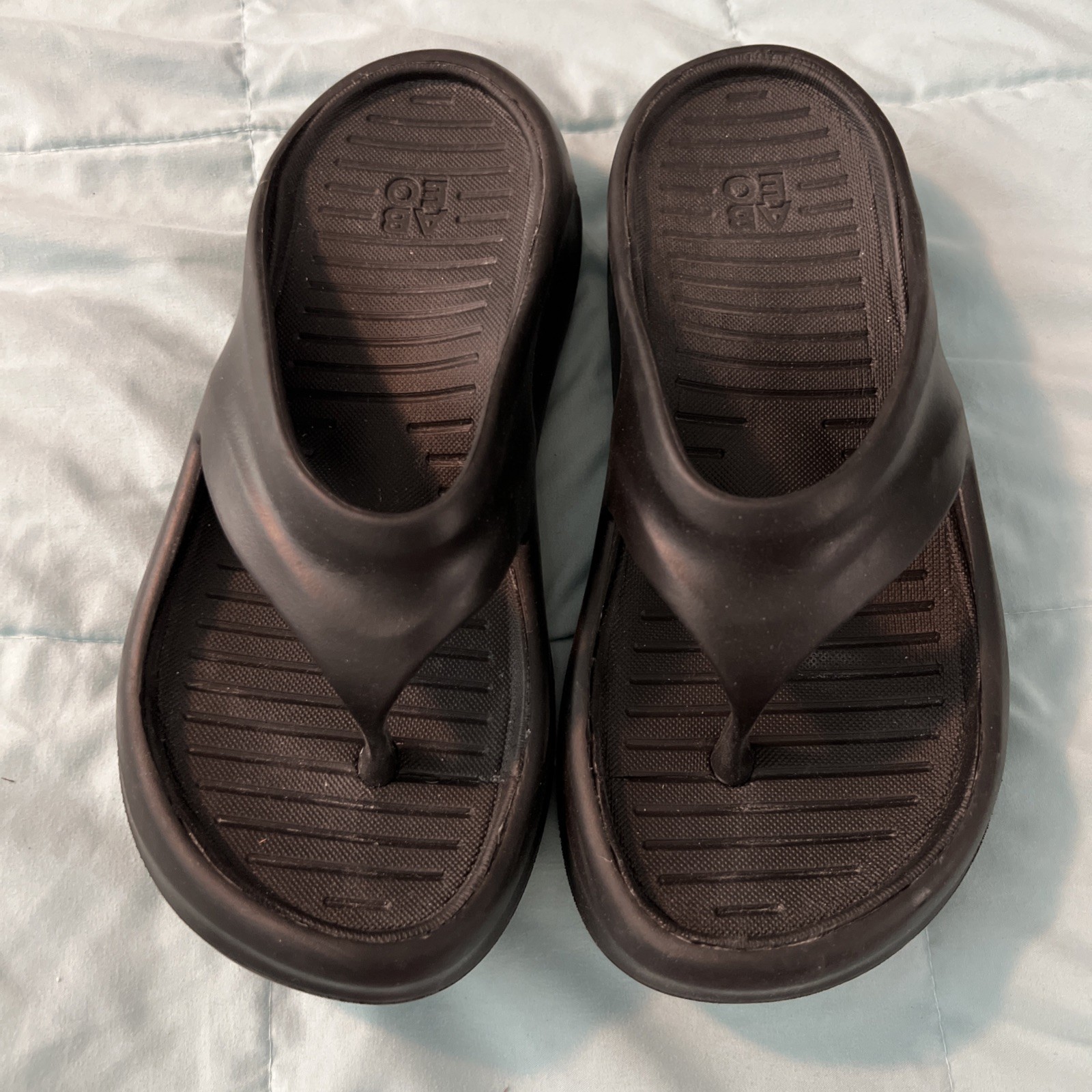 Abeo Galaxy 9001 Black Flip Flops Platform Support Size 9