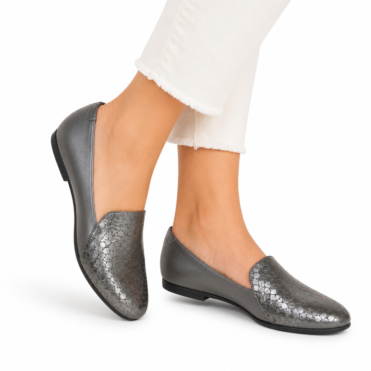 ECCO Touch 35 Loafers Women’s EU 41 US 10.5 Gray Leather Slip On Comfort
