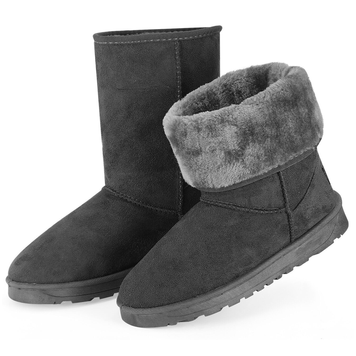 Snow Boots Women’s Faux Fur Suede Mid-Calf Boot Winter Warm Fashion 5-10 US Size