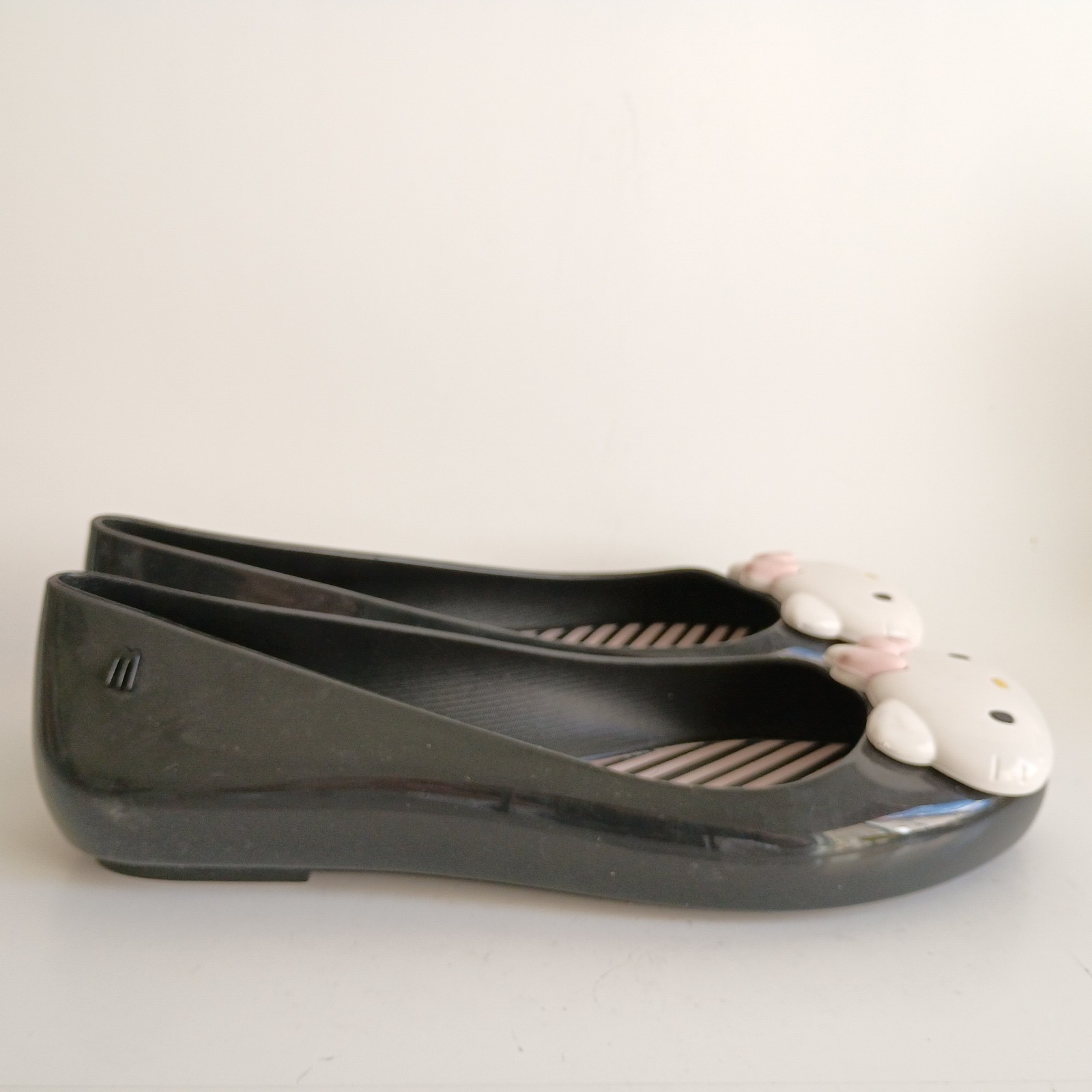 Melissa Hello Kitty Flats Black Jelly Shoes Size 9 3D Bow Sanrio Made in Brazil