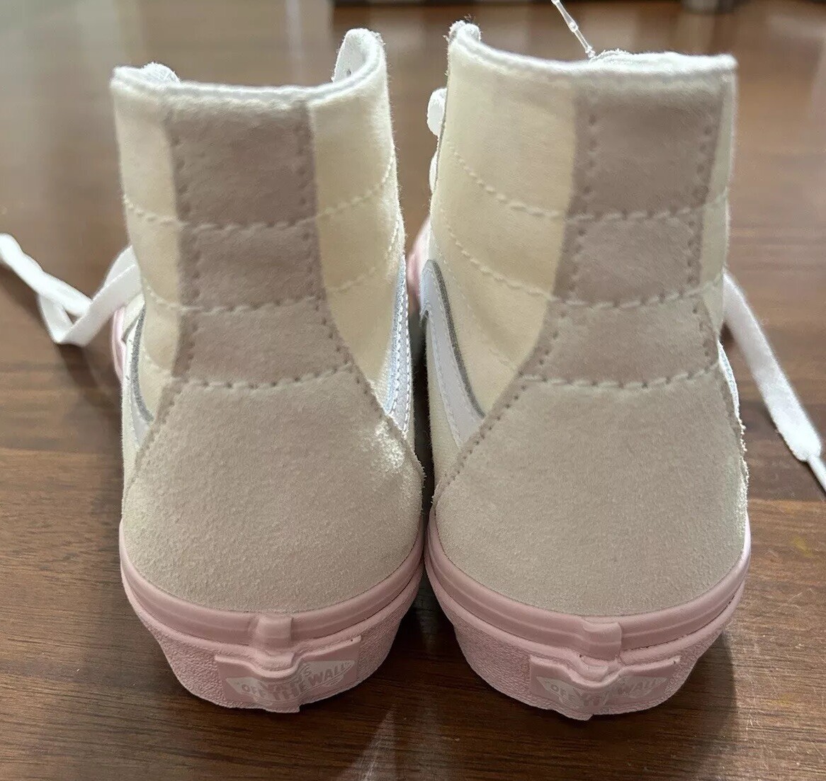 Vans Sk8-Hi Skate White/Pink Tapered Suede High Sneaker Men 5 Women 6.5 RARE
