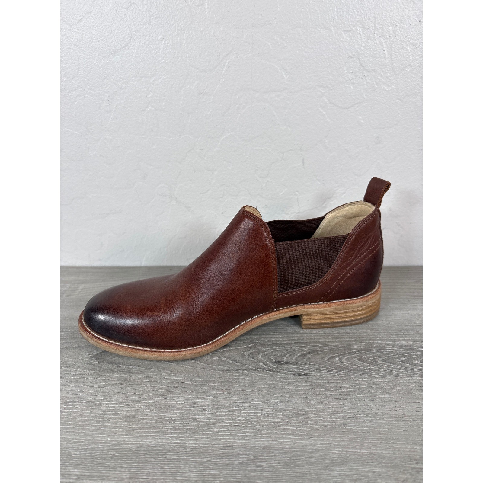 Clarks Edenvale Page Brown Leather Slip On Chelsea Bootie Loafers Shoes Size 7