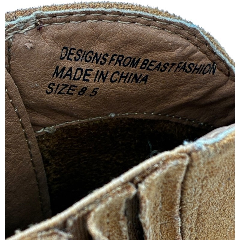 beast fashion women’s camel suede 3.5 in heeled zip-up booties size 8.5 – EUC