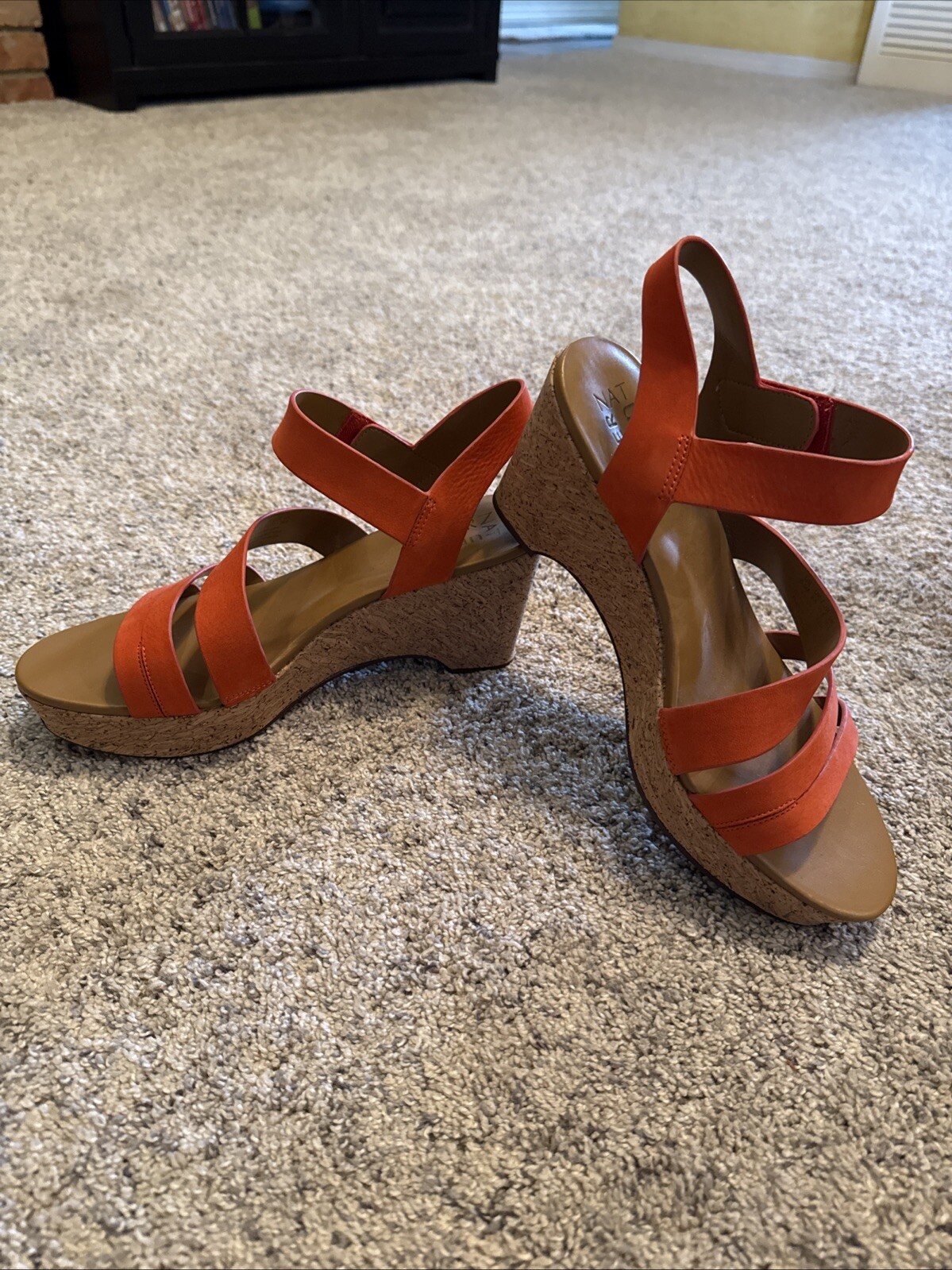 Naturalizer Womens Cynthia Melon Sorbet Wedge Sandals 9.5 Medium (B,M)