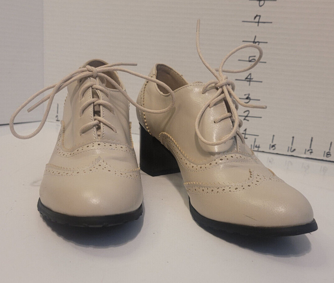 Odema Lace-Up Chunky Oxford Cassic Mid-Heel Womens Sz 7