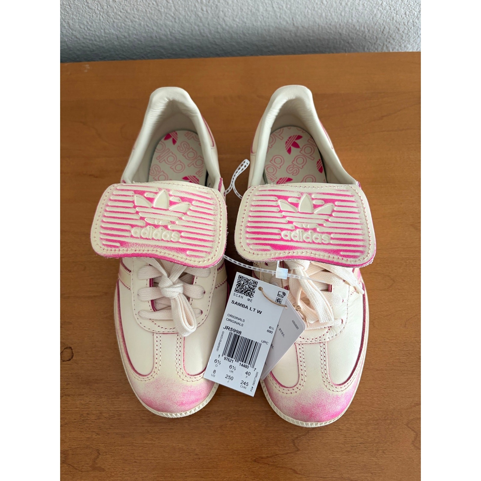 Adidas Samba LT Distressed Pack Cream/Shock Pink Womens 8 JR5998