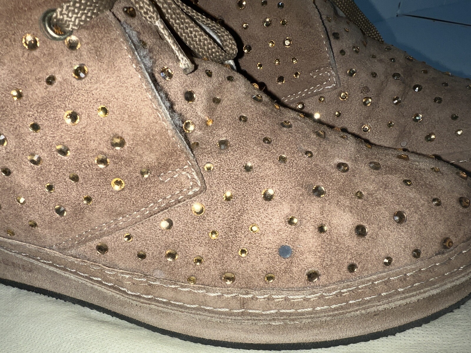 Baldinini Brown Furry Crystal Stone Ankle Shoe Boot Size 38 US 6.5 – SEE PHOTOS