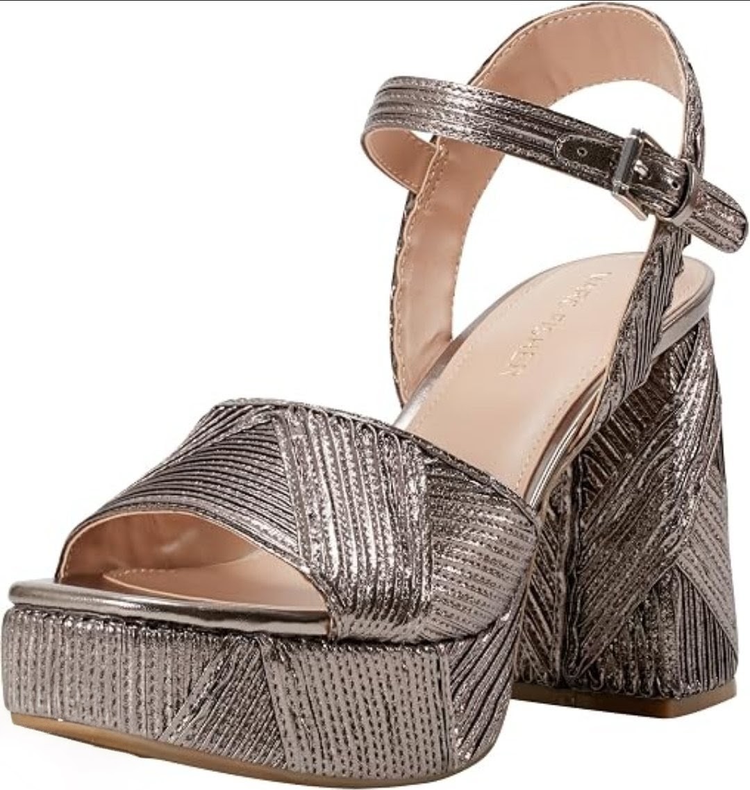 Marc Fisher Women’s Seleny Metallic High Block Heel Platform Sandals Size 9