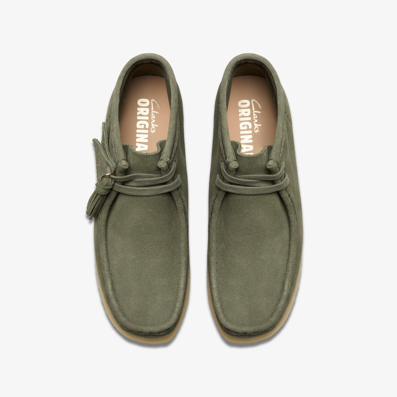 [26179160] WOMENS CLARKS WALLABEE BOOT KHAKI/GREEN SDE
