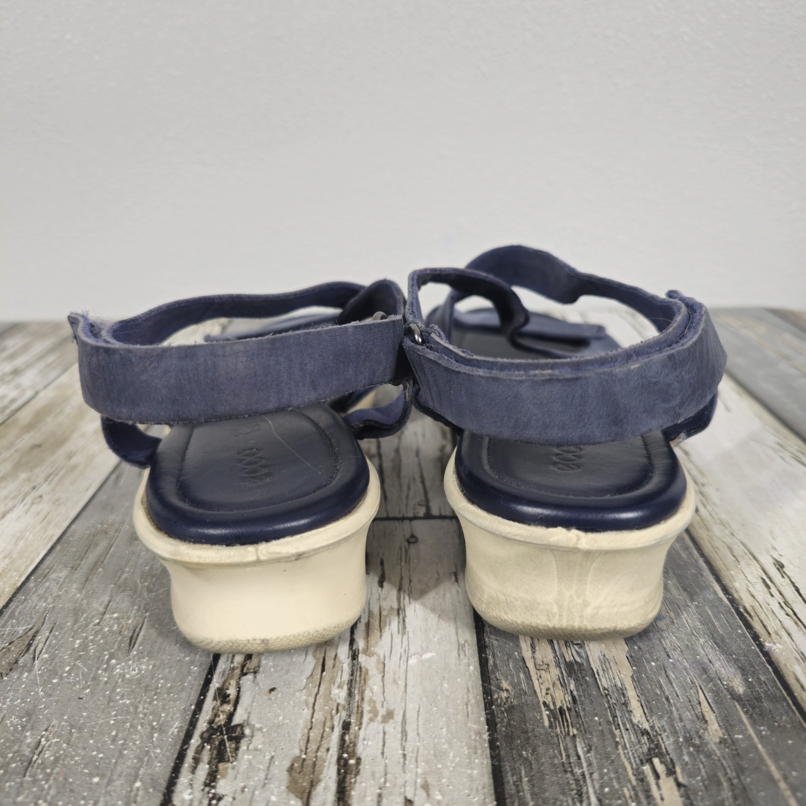 ECCO Felicia Suede Wedge Leather Sandal US 10-10.5 EU 41 Night Sky Navy Blue