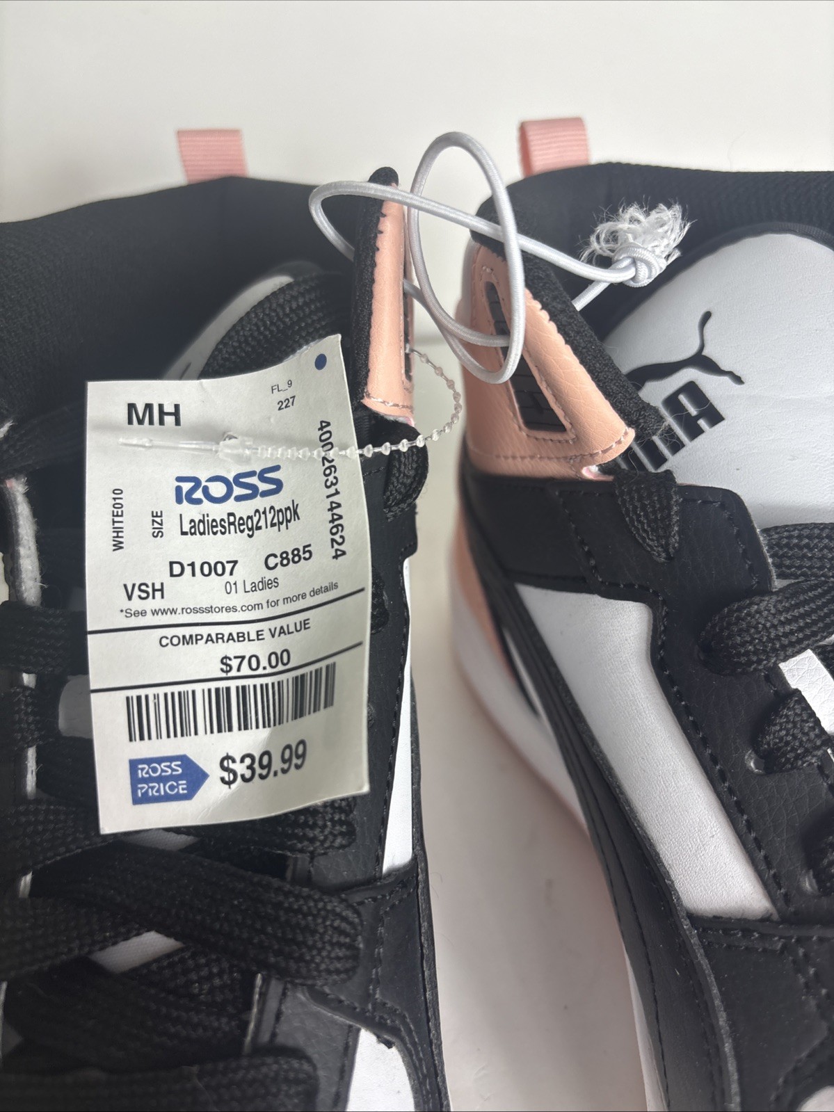 Puma Rebound Joy Women’s Mid Sneakers Shoes Black White Rose Size 8.5