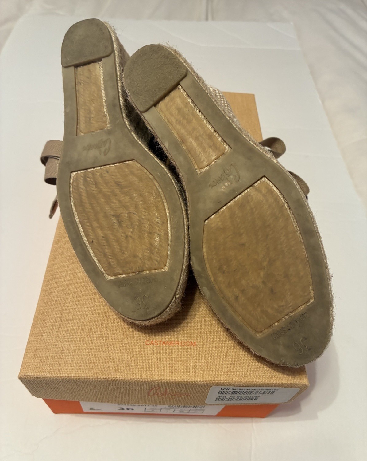 Castañer Chiara Wedge Platform Espadrille Sandal in Sand Size 36/6 with Box