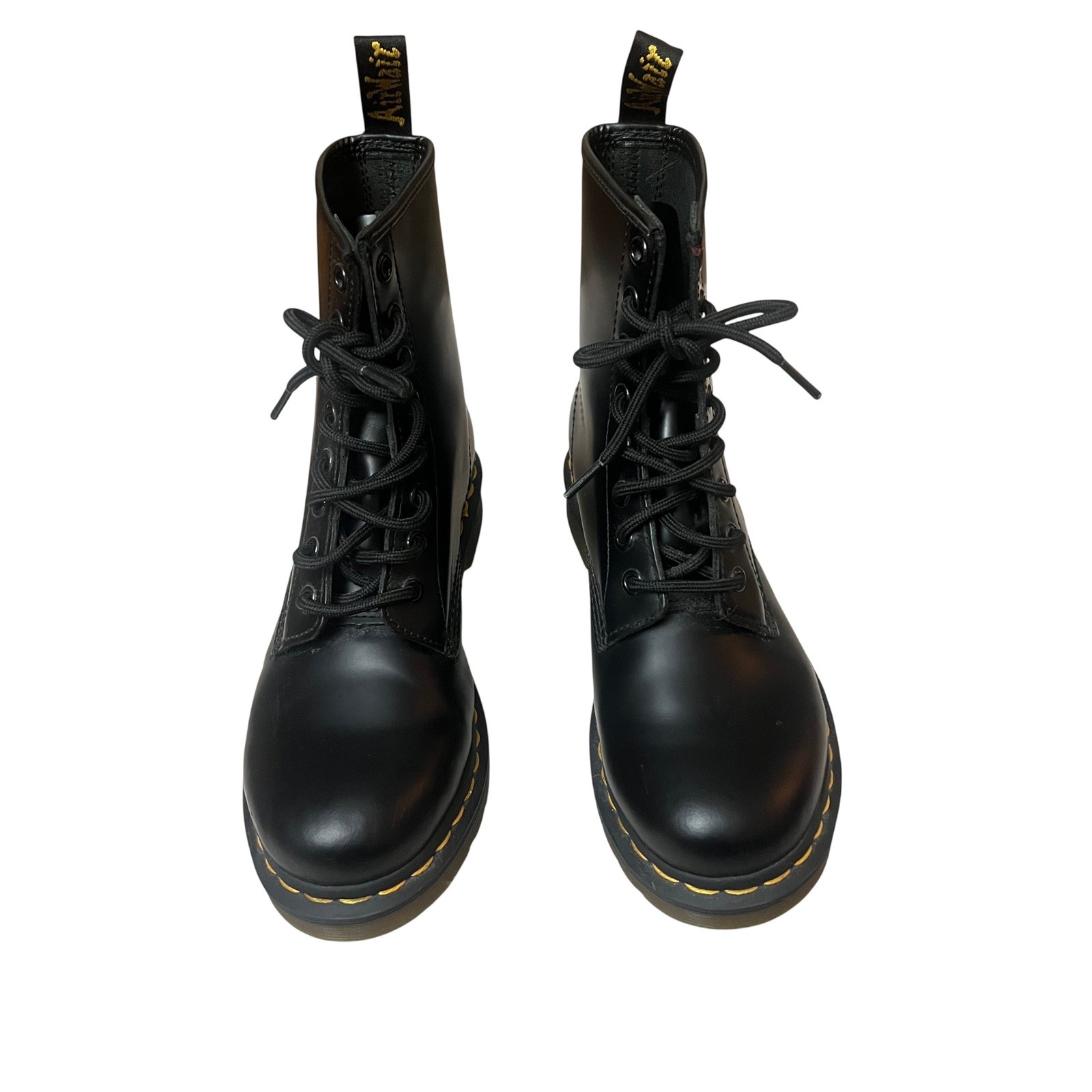 Dr. Martens 1460 W Black Smooth Leather 8 Eye Lace Up Boots Womens Size 7
