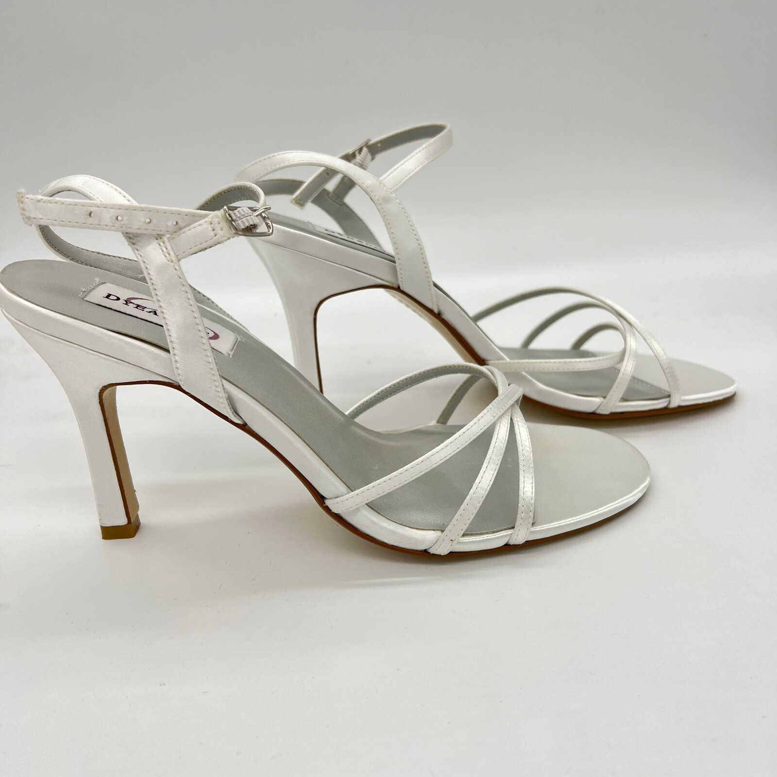 Dyeables Women Ankle Loop Satin Buckle Slingback Fashion Sandals White Satin 9B