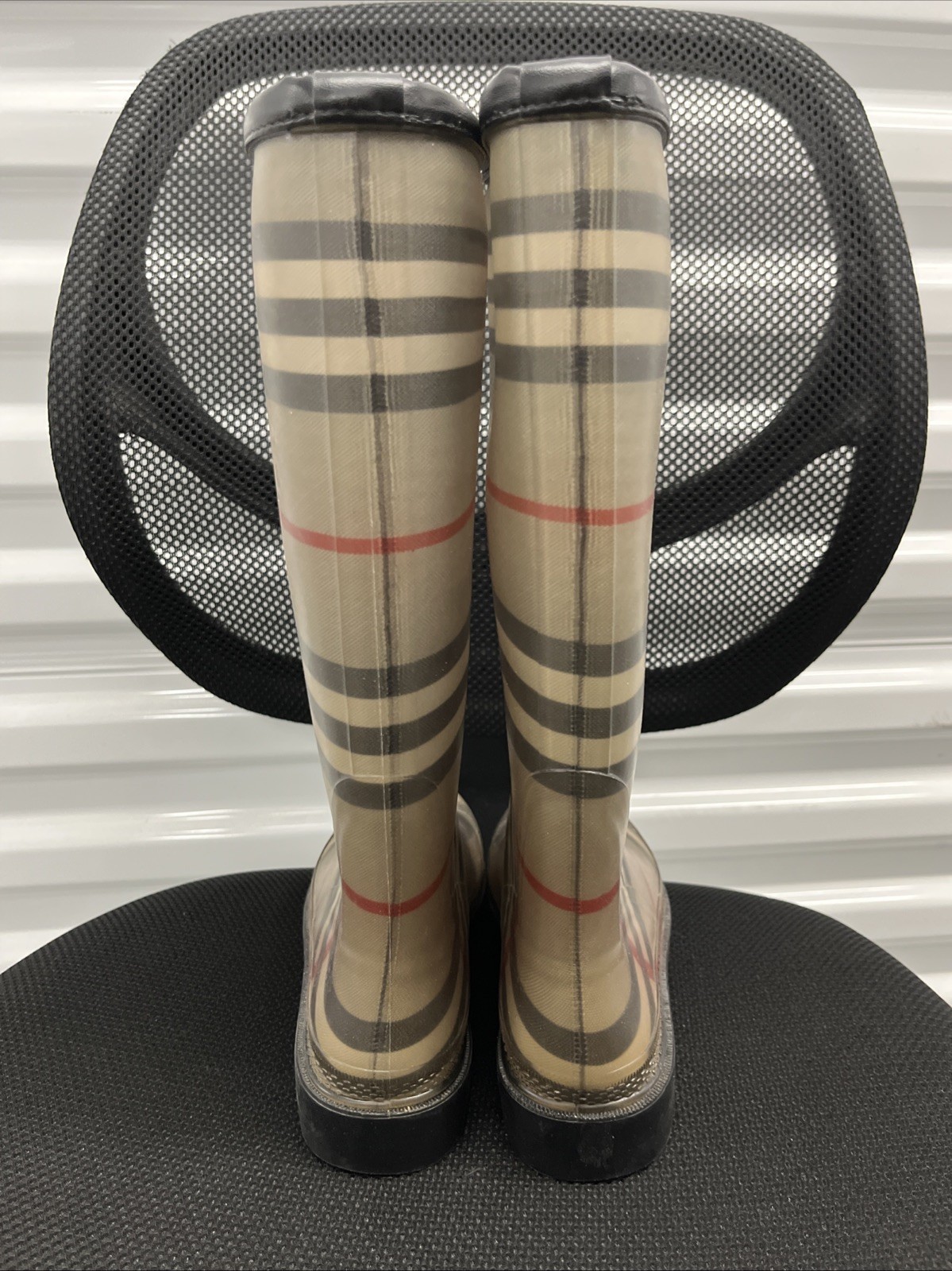 Burberry Nova Check Rubber Rain Boots (4 US, 37 EUR)