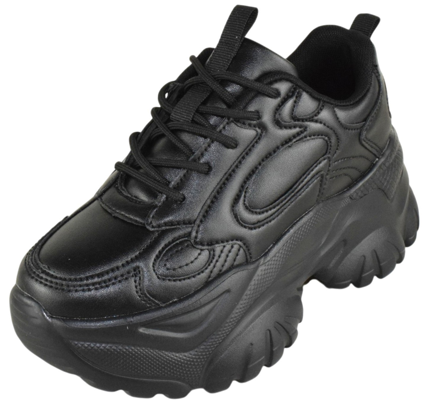Berness Women Chunky Platform Sneaker Trainers Thick Sole Dad Shoe Celeste Black