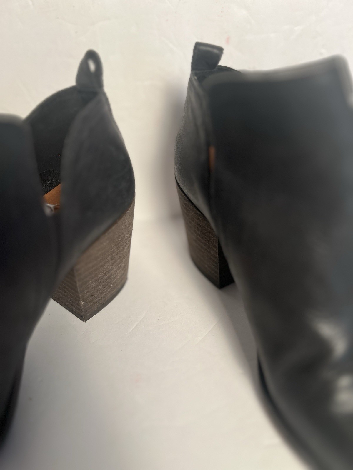 Lucky Brand Ankle Boots 7.5 Black Leather Victorey Booties Zip Slip-On Boho