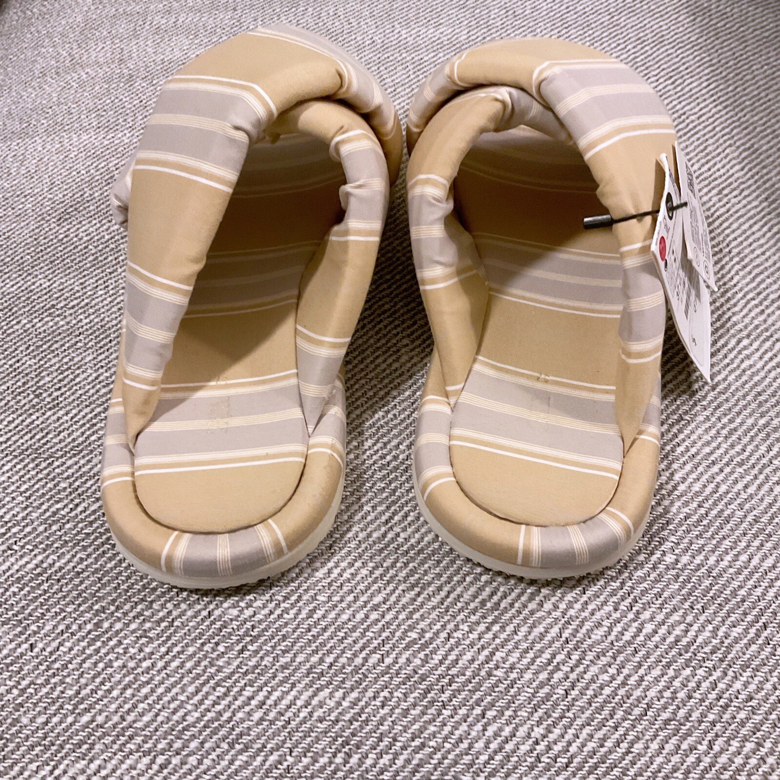 Zara Shoes Women Size 6.5 Beige Slides Slip On Flats Criss Cross Comfort NWT