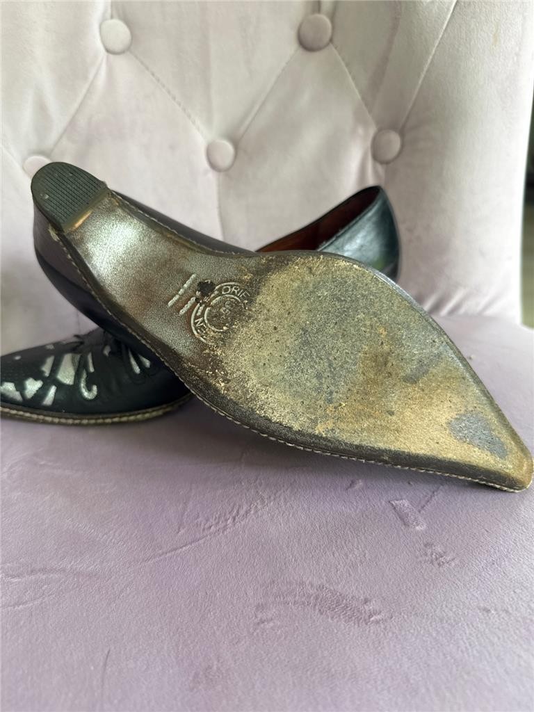 Women Dries van Noten Black-Silver Leather Shoes EU 5.5 US 5 Pre-owned