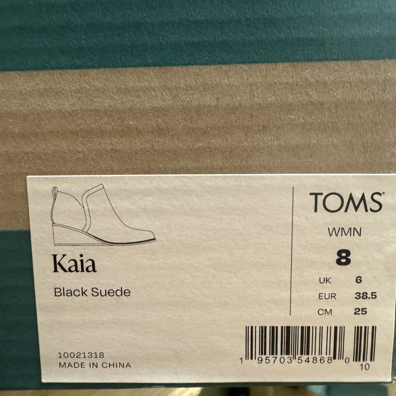Tom’s Womens Kaia Boot Black Suede Size 8 M